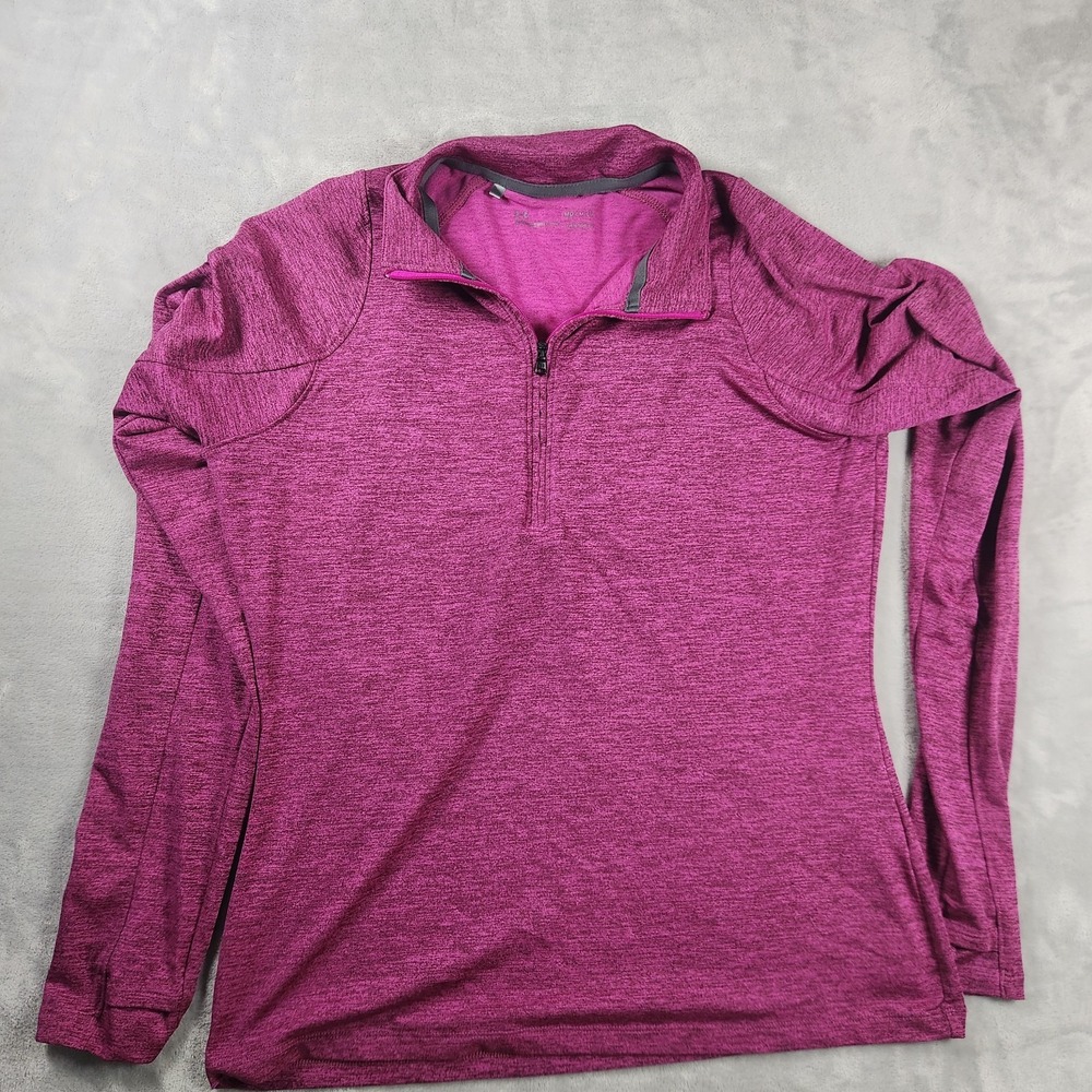 Under Armour Womens HeatGear Athletic Training Long Sleeve Purple 1/4 Zip M